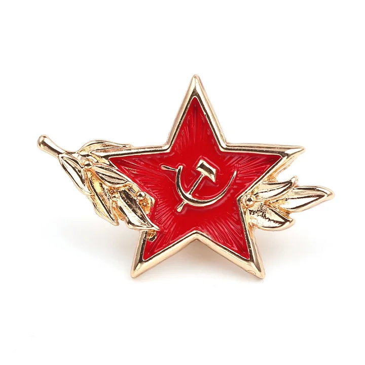 СССР символ холодной войны Советская CCCP Красная звезда эмалированная булавка серповидная брошь с изображением молотка значок подарка значок КНОПКА нагрудная булавка для пальто Кепка подарок - Окраска металла: red star
