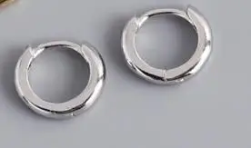 silver Круглые Глянцевые Серебряные Круглые серьги из серебра S925 пробы, серьги с застежкой для женщин, минималистичные ювелирные изделия - Окраска металла: silver
