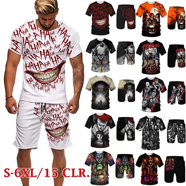 Костюм из футболки и шортов с 3D-принтом фильма ужасы | Мужская одежда