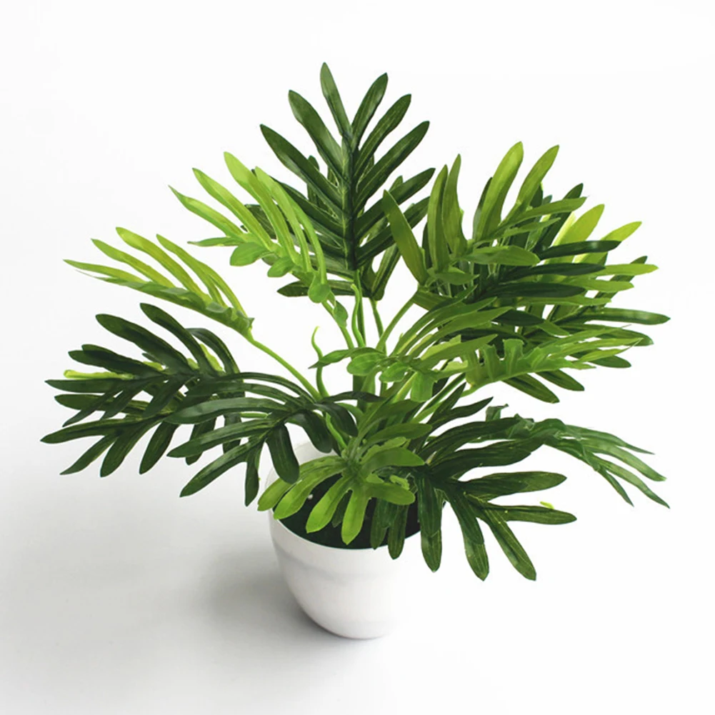 

1PCS Artificial Plants Green Leaves Garden Small Tropical Leaves Plant Plastic Bonsai Fake Leaf for Home Garden Decoration