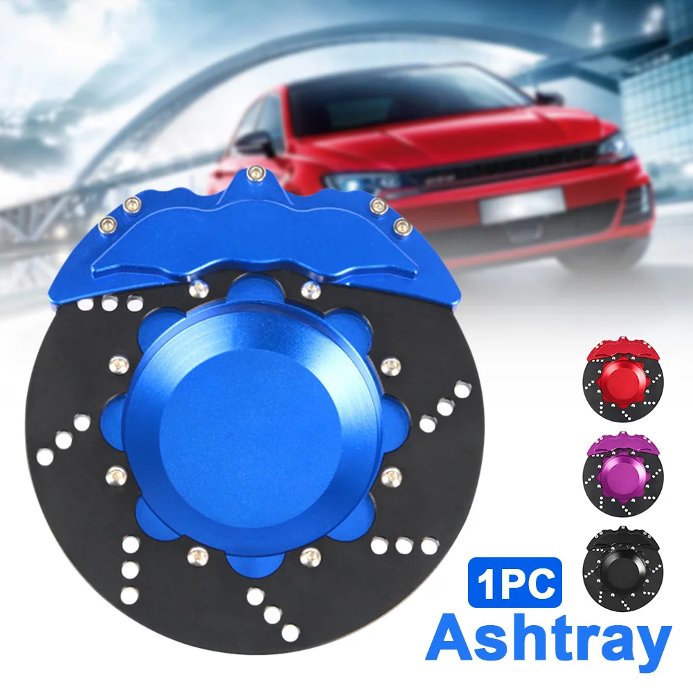 Caliper Shape Aluminium Alloy Bar Car Ashtray Round Gift Storage Universal Brake Disc Racing Easy Clean Spinning Portable