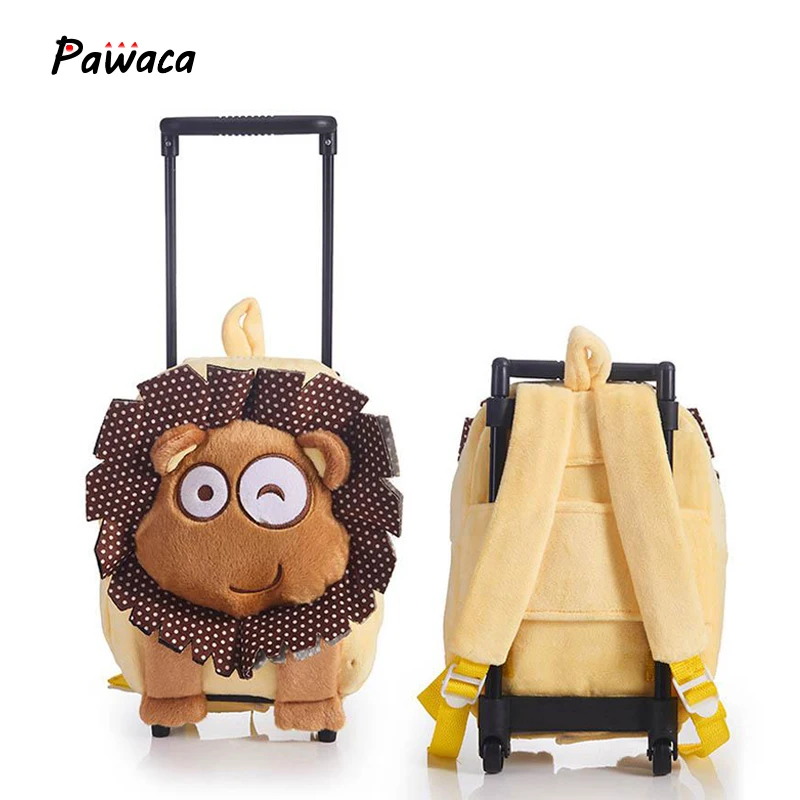 

Children's Plush Cartoon Backpack Detachable Trolley Rolling Wheels Preschool Girls School Bags Children Cartoon Toddler Bags