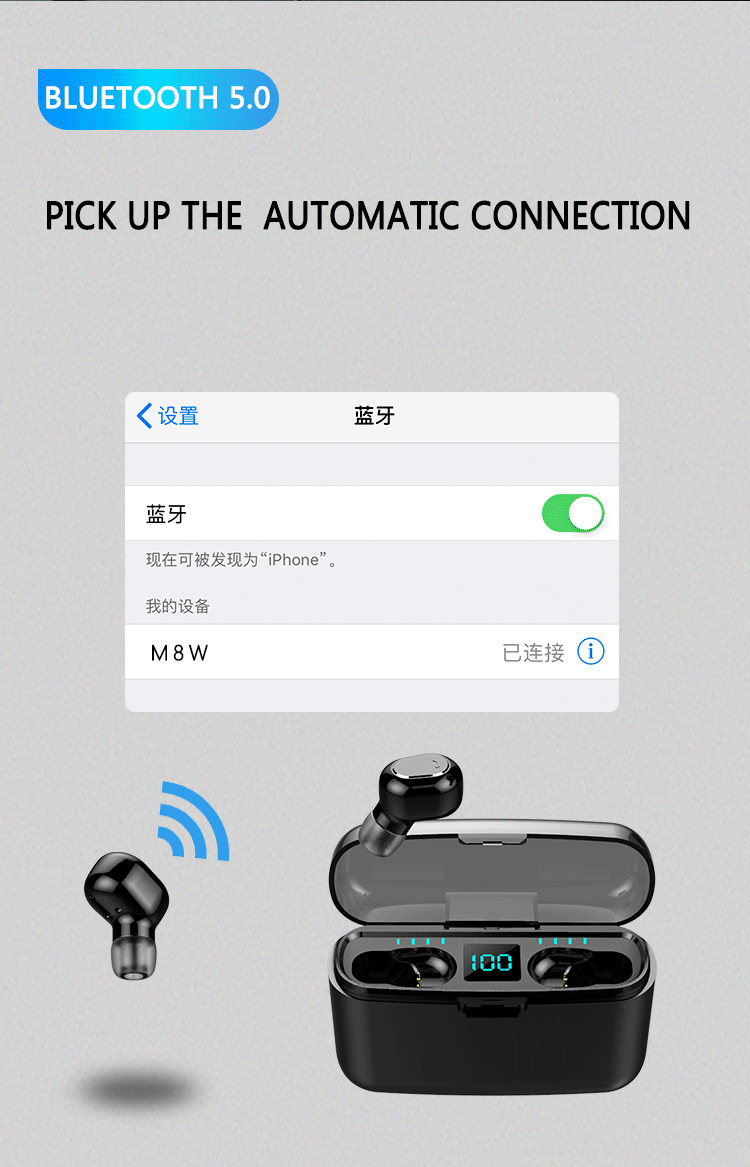 Мини TWS Bluetooth наушники 5,0 настоящие беспроводные HiFi Soud спортивные наушники умный светодиодный дисплей с зарядкой гарнитура для мобильного телефона