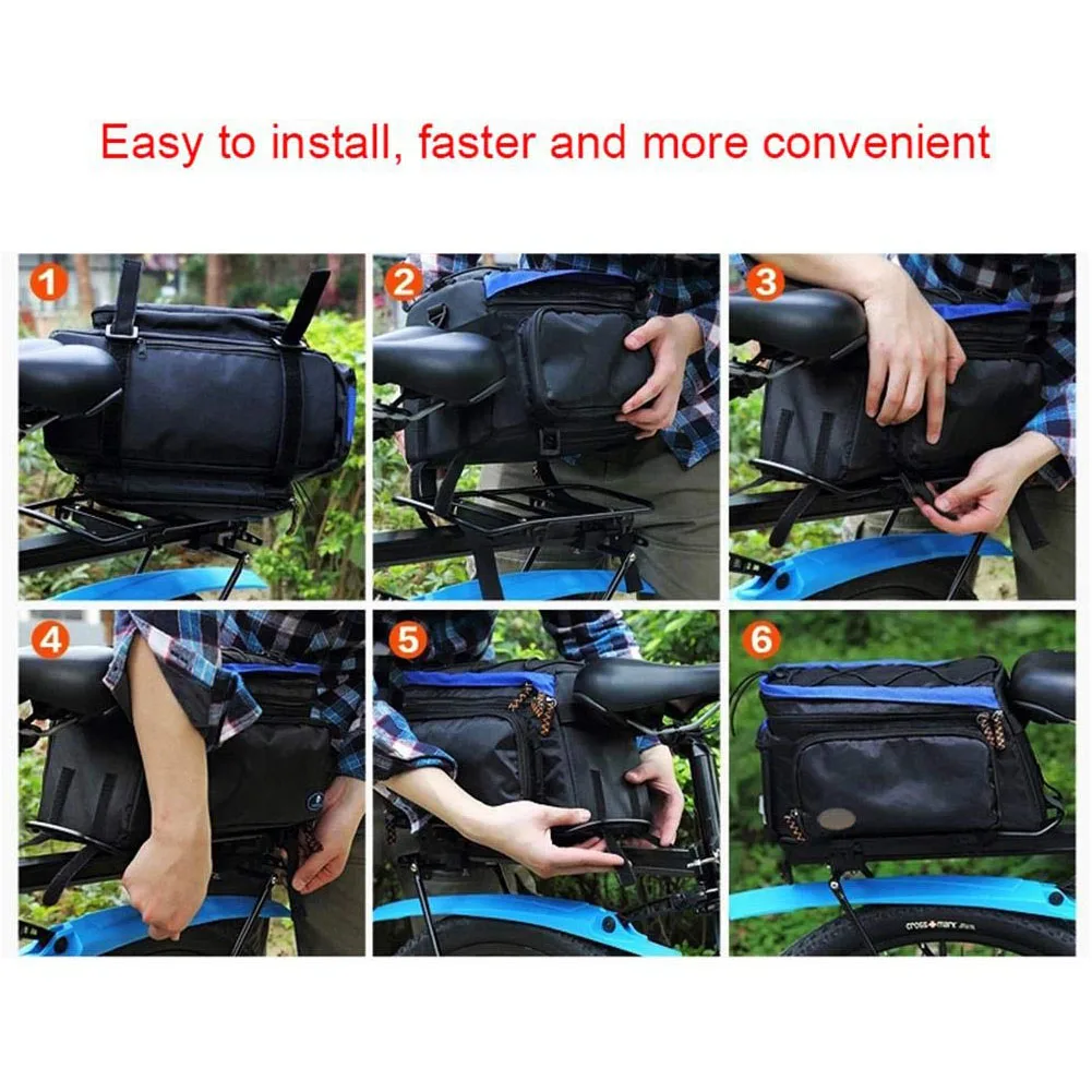 Rear Rack Luggage Storage Camping Carrier Sports Adjustable Lightweight Waterproof Outdoor Cycling Pannier Bike Trunk Bag