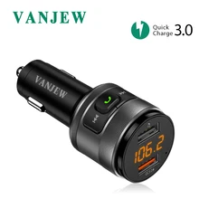 VANJEW C57 Быстрая зарядка 3,0 автомобильный Bluetooth fm-передатчик с двумя usb-портами автомобильное зарядное устройство fm-модулятор MP3-плеер Автомобильная Зажигалка Handfree