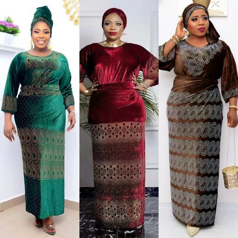 Velvet Fabric Nigerian Velvet Gown Styles Plus Size Velvet Dress