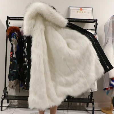 Женская зимняя куртка, съемная внутри, теплое пальто из искусственного меха, толстая парка, воротник из искусственного лисьего меха, верхняя одежда с капюшоном для женщин, D191009 - Цвет: 08