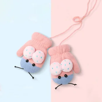 

Autumn Winter Kids Keep Warm Knitted Wool Gloves Cute Cartoon Pattern Full Finger Mitten Boy Girl Thick Soft Glove 2020
