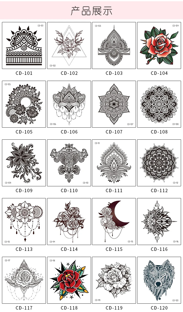 1 лист Для женщин сексуальные Руку поддельные тату серьги Henna Mandala цветок временные татуировки для девочек Красота Флора водостойкие татуировки индийские мехенди