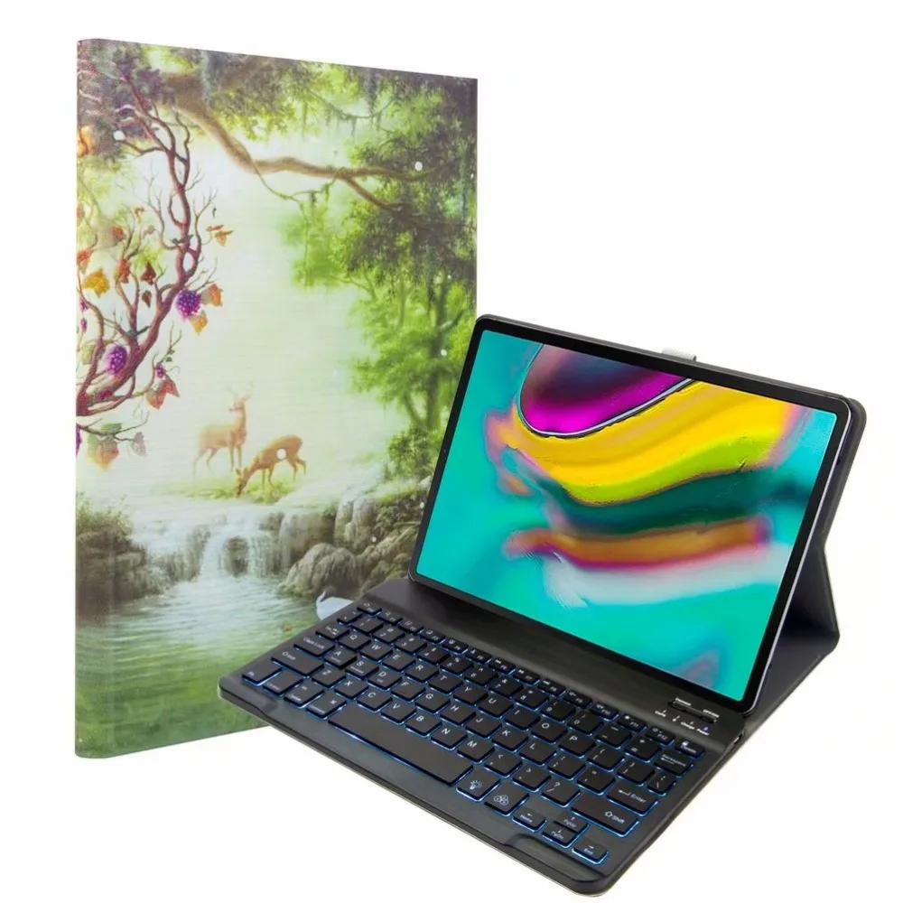Ткань с 7 подсветкой Клавиатура с подсветкой мультфильм чехол для Samsung Galaxy Tab A 10,1 T510 T515 планшетная клавиатура Bluetooth чехол