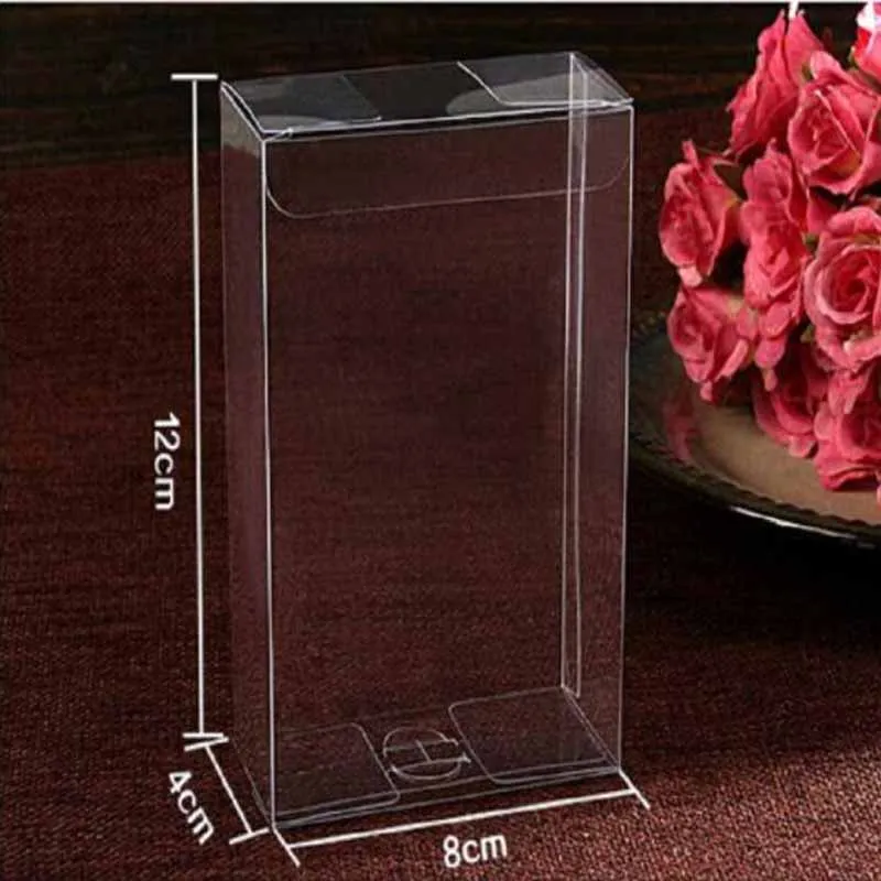 

4X8X12CM 50/100pcs 2018 hot sale new Plastic Packing Box Birthday Wedding Gift Packaging Box Clear PVC Box Cosmetic Bottle Boxes