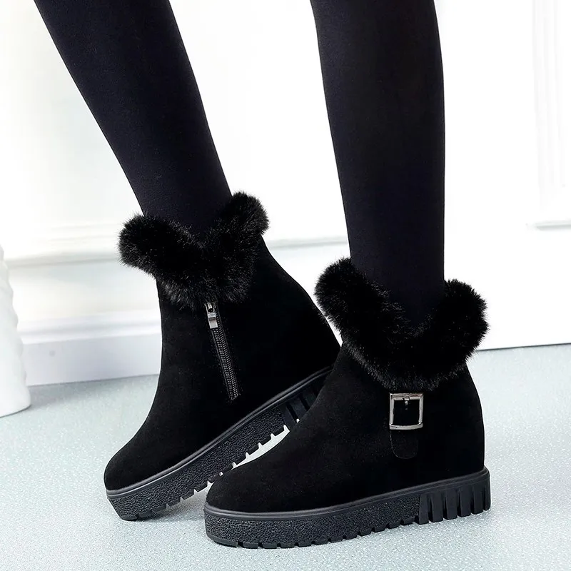 

2019 Winter Boots Women Ladies Winter Plus Velvet Wind Martin Boots Snow Boots Warm Fashion Zipper Platform Comfortable Shoes