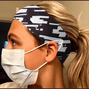 

Women Hair Band Button Headband Face Holder Wearing Protect Ears Camouflag Quick Dry Sweat Headbands Hair Accessories For Women