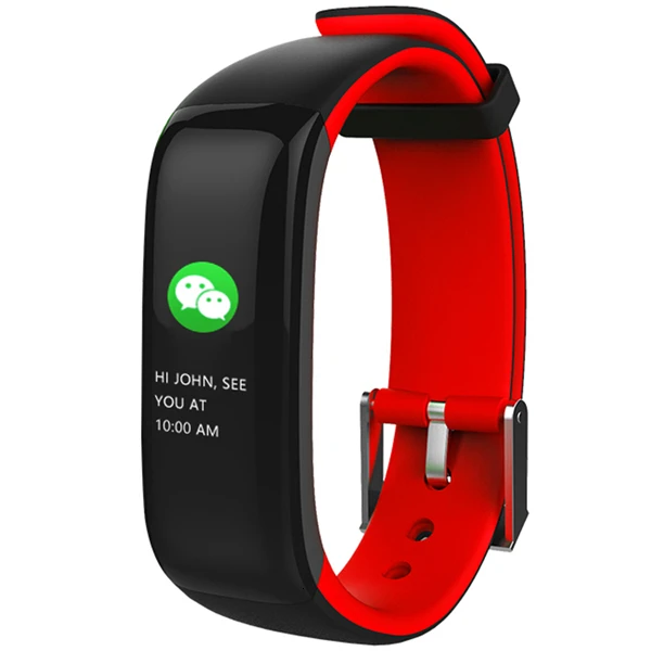 Red P1, умный Браслет, Bluetooth, измеритель артериального давления, пульсометр, умный Браслет, трекер активности, браслет для IOS, Android, телефона - Цвет: Red