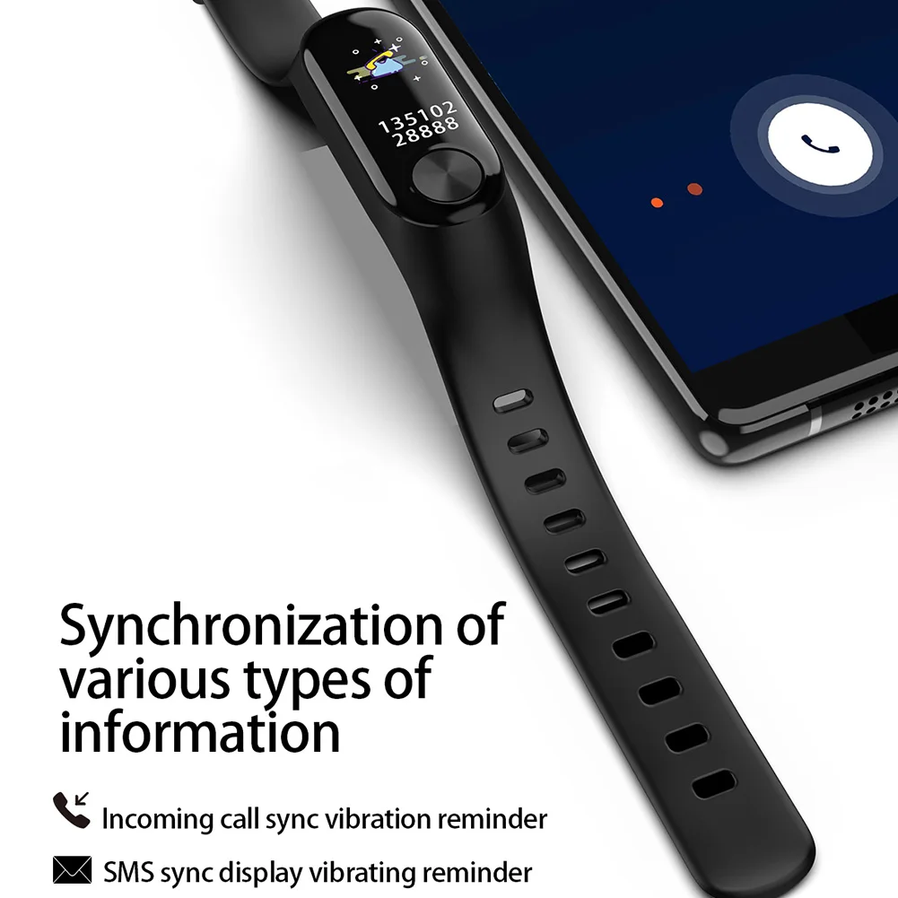 Bluetooth водонепроницаемый фитнес-трекер с регулируемым ремешком для работы в режиме длительного ожидания, умный браслет с ЖК-дисплеем из ТПУ