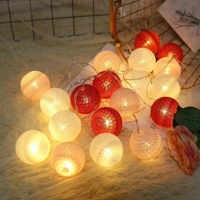 Новый светильник-гирлянда с хлопковыми шариками батареей s диаметр 3M 20