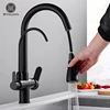 Matte Black Pure Water Kitchen Faucet Dual Handle Hot and Cold Drinking Water Pull Out  Kitchen Mixer Taps