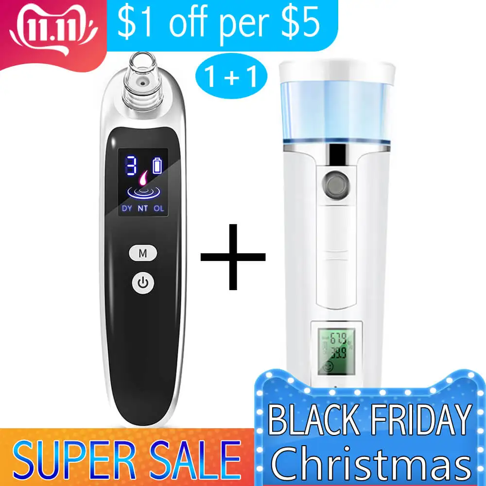 

Blackhead Remover Face Skin Vacuum Suction Pore Cleaner Beauty Skin Care Tools Facial SPA+ Mini Nano Facial Sprayers Steamer