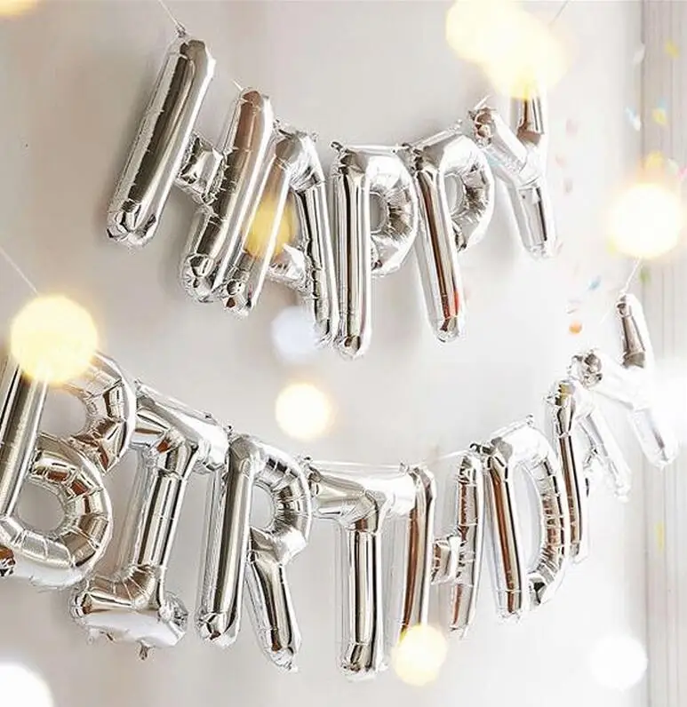 1set silver letters Неоновые стикеры набор синий цвет вечерние украшения надувные шары толстые жемчужные металлические шары из латекса гелиевый шарик из фольги поставки - Цвет: 1set silver letters