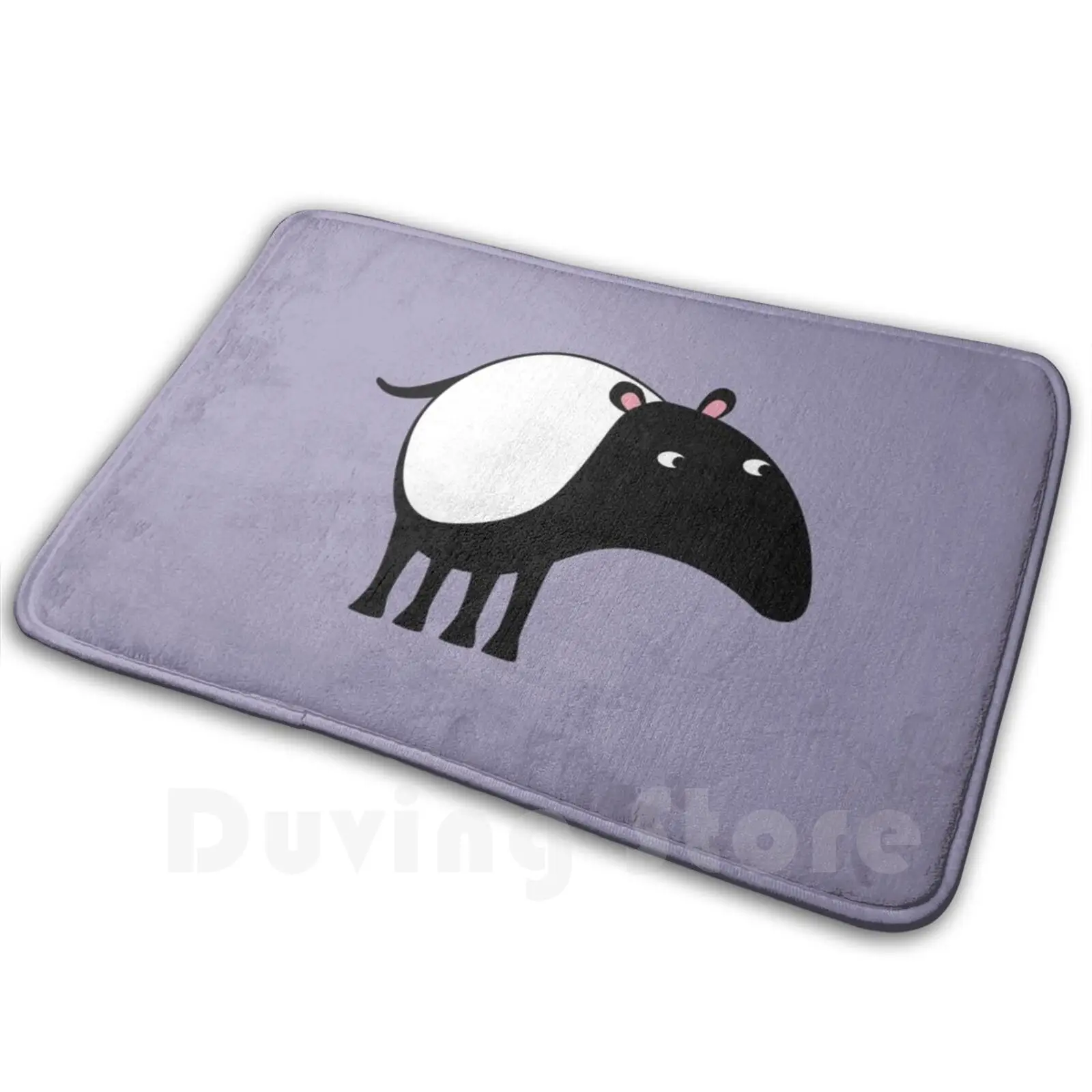 

Malayan Tapir Mat Rug Carpet Anti-Slip Floor Mats Bedroom Animal Endangered Tapir Black And White Cartoon Cute Funny Squirrell