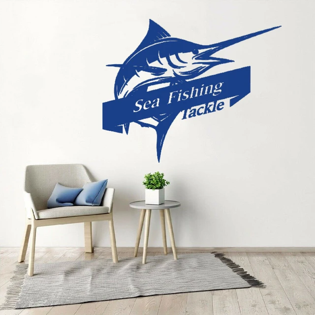 Sea Fishing Tackle Swordfish Marlin Sticker Decal Bucket Tackle Shop  Fishhook Sticker Fish Tank Boat Box Car Vinyl Dw8475 - Wall Stickers -  AliExpress