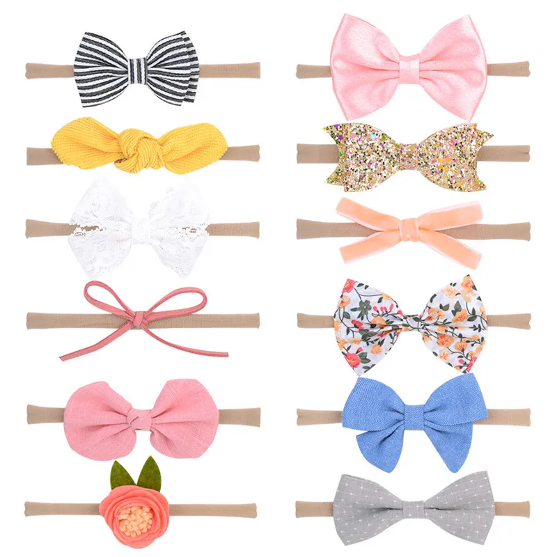 DIY arco flor cinta para pelo elástica de nailon banda de pelo para niñas diadema bebé recién nacido Niños Accesorios para el cabello regalo para Recién Nacido banda para la cabeza