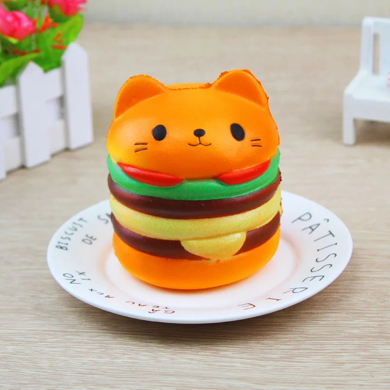 Мягкий кот гамбургер еда Squishys торт снятие стресса игрушки Ароматические Squeeze медленный рост забавная игрушка снятие стресса лечение подарок