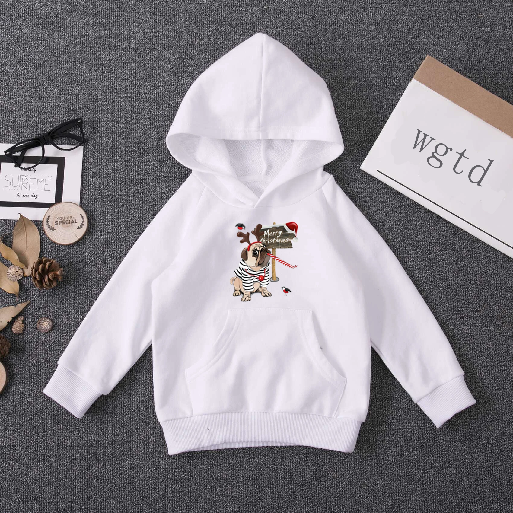 Hoodies 3 Теплые зимние толстовки для малышей Детские Рождественские огни мопс-подростков мальчиков и девочек мультфильм толстовка детская повседневная одежда - Цвет: Hoodies 3
