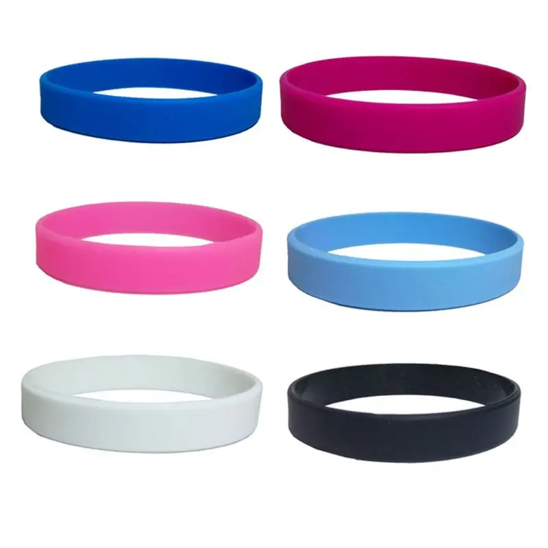 50Pcs Mixed Silicone Wristband Blank Rubber Bracelet Party Favors Sports Jewerly