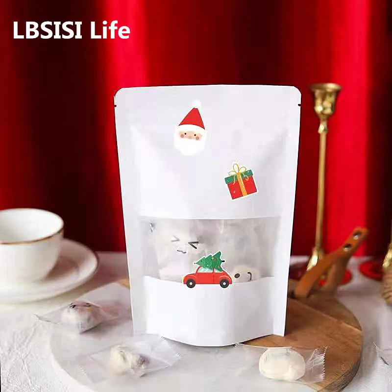 LBSISI Life 10 шт./лот белая крафт-бумага пакеты с замком на молнии для печенья конфет