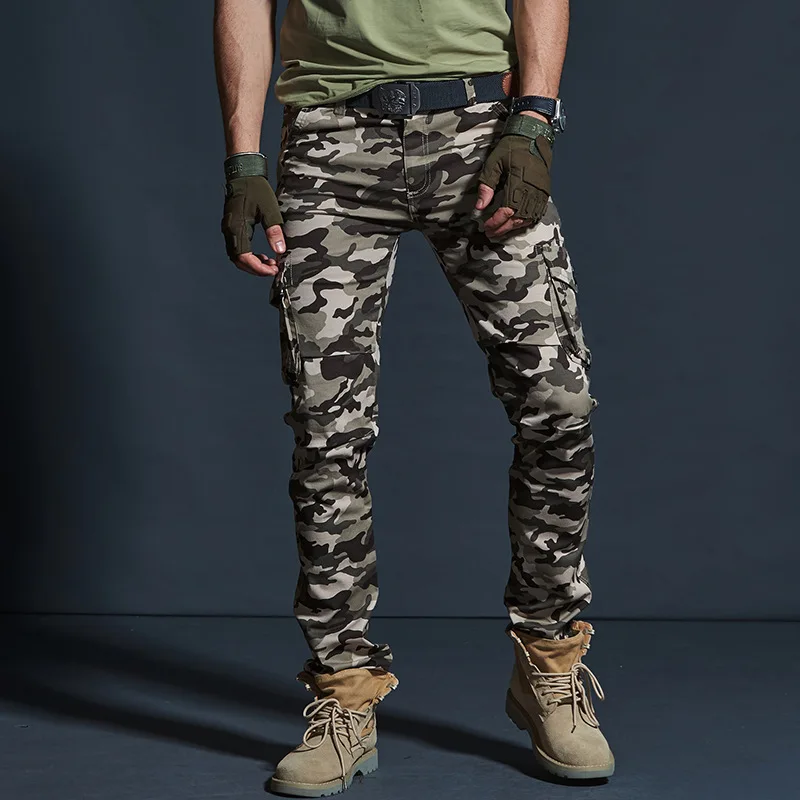 Fashion Streetwear Men Jeans Multi Pockets Casual Cargo Pants Outdoor Camouflage Military Trouser Elastic Slim Hip Hop Pants Men Fashion Streetwear Men Jeans Multi Pockets Casual Cargo Pants Outdoor Camouflage Military Trouser Elastic Slim Hip Hop Pants Men