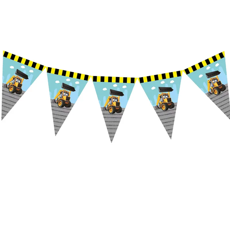 Вилочный Погрузчик С Днем Рождения инструмент автомобиль бумажный баннер украшение для вечеринки раскопки машины детский день декор для мальчиков любимый