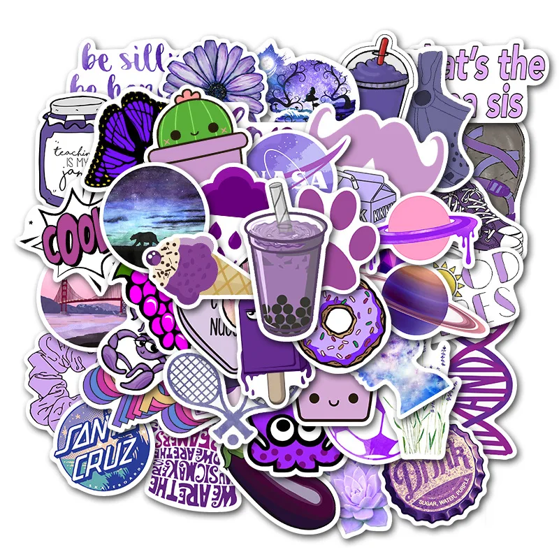 50 Pcs Kpop Stickers Little Fresh Purple, Amazon Popular, Non Infringing Luggage Stickers, Waterproof Guitar Stickers TZ141G