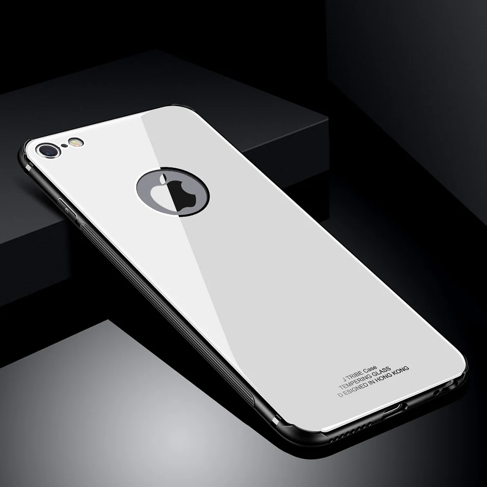 Роскошный стеклянный чехол для iPhone 8, 7, 6s, 6 Plus, X, Xs, Max, XR, 11 Pro, ударопрочный, мягкий, ТПУ, силиконовый, Жесткий Чехол для iPhone 11 - Цвет: Белый
