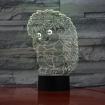 

7 Color Changing Visual Cartoon Animal Hedgehog 3D LED Nightlight Table Lamp Baby Sleep Light For Bedroom Bedside Decor Gifts