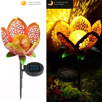 

Led Solar Garden Outdoor Lights Pathway Hollow Flower Stake Lights Waterproof Landscape Led Decorative Light for Patio Walkways