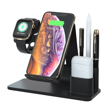 

Three-In-One Removable Metal Wireless Charger 10W Fast Charging With Pen Holder Non-Slip Silicone Mat Made Of Aluminum Alloy