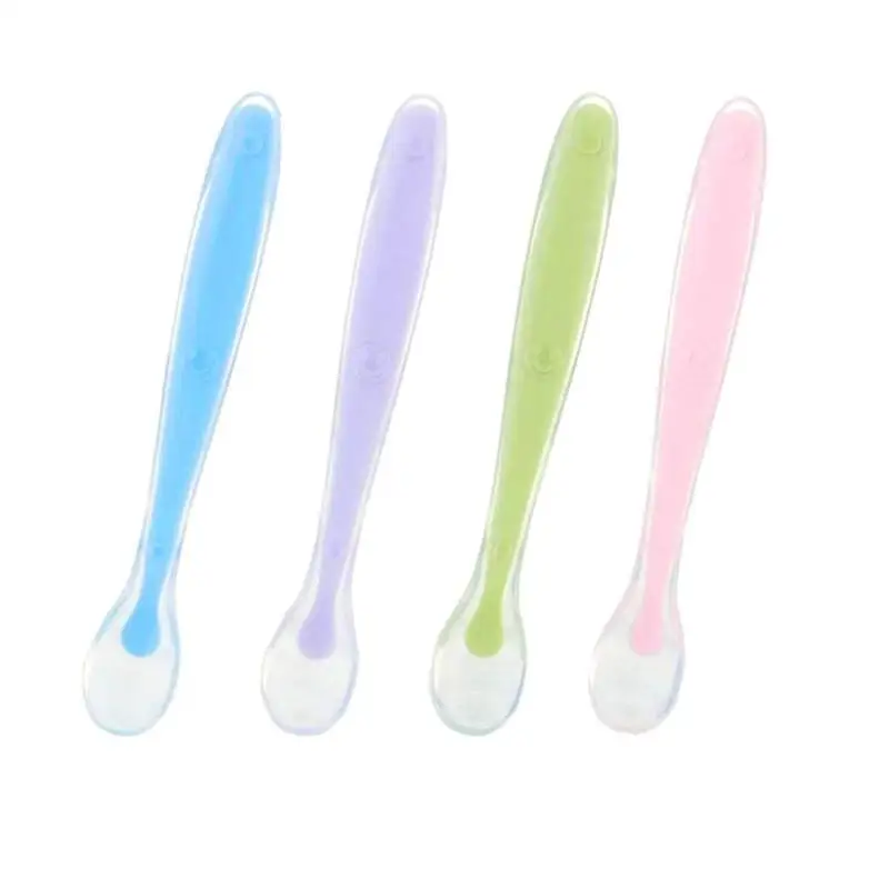 

Baby Spoons Feeding Dishes Tableware for Children Flatware Cutlery Colher Spoon Silicone Tools-for-patchwork Lot Soup Ladle