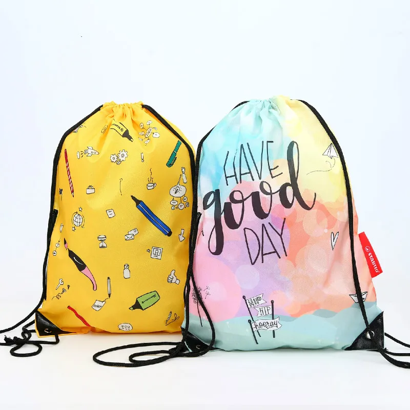 

Shopping Bag Drawstring Drawer Bag Color Portable Customized Color Drawstring 210D Polyester Backpack Green Shopping Bag
