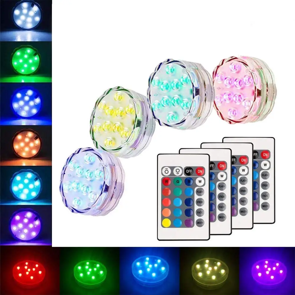 10 Led RGB погружной светильник с дистанционным управлением работающий от
