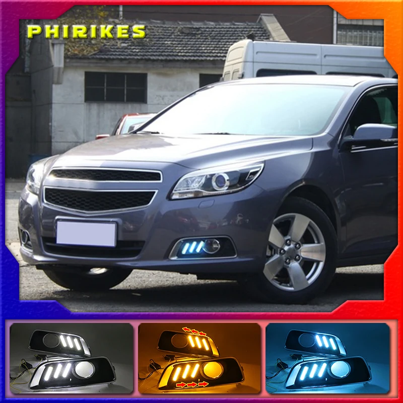 

2PCS For Chevrolet Chevy Malibu 2011-2015 Driving DRL with turn signal Daytime Running Light fog lamp Relay Daylight car styling
