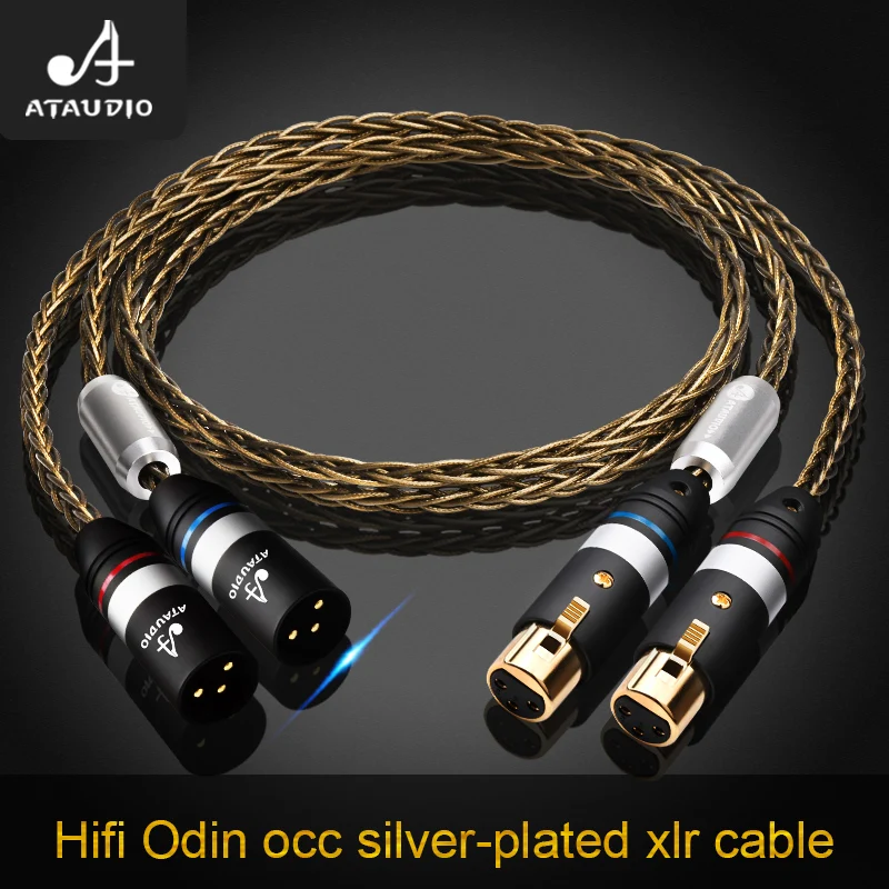 ATAUDIO HiFi 2XLR Audio Cable 8 Strands OCC Silver-plated 2XLR Male to Female Cable for Microphone Camera Amplifier