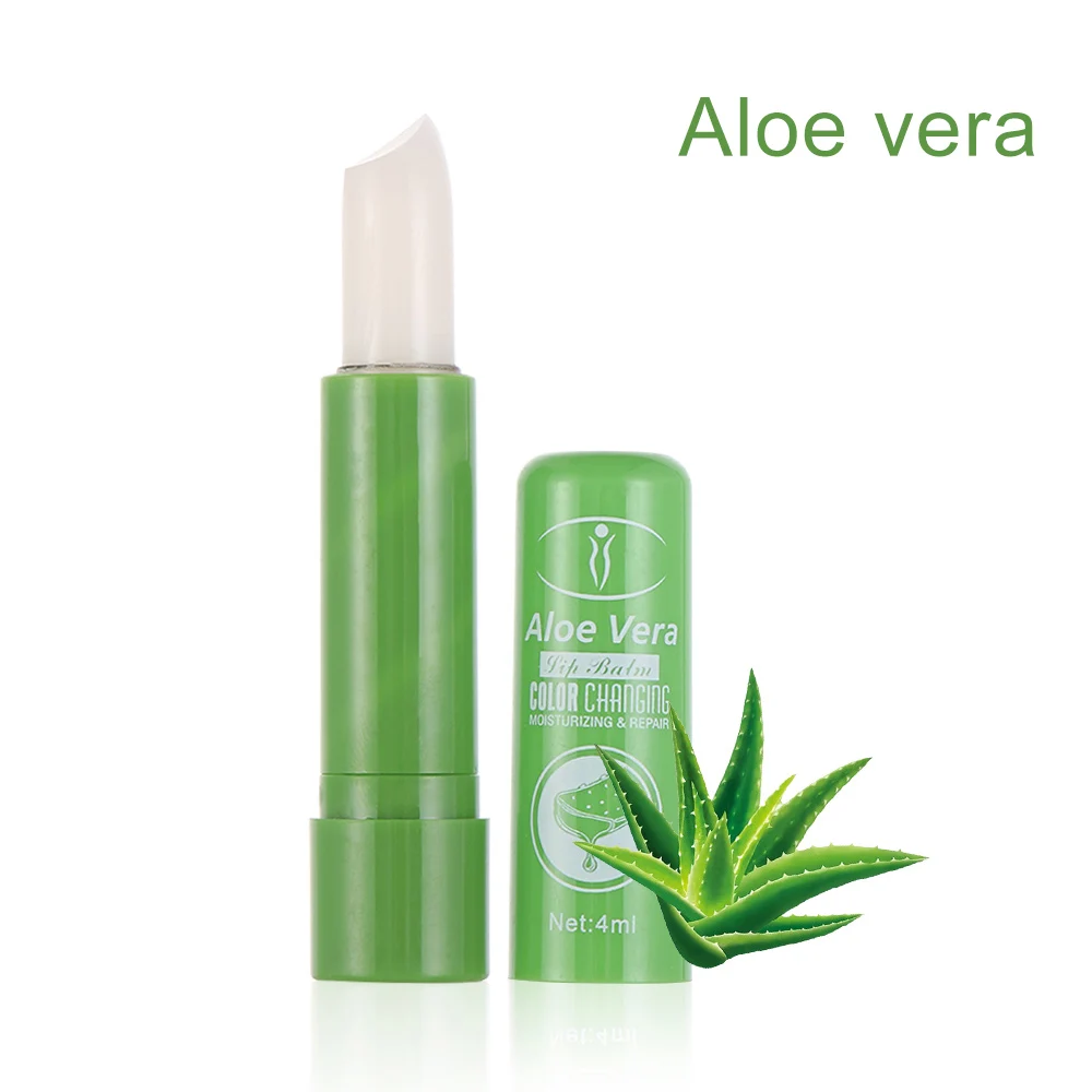 Aloe vera 1 шт. водостойкая Антивозрастная термо меняющая цвет питательная губная помада алоэ фруктовый бальзам для губ Уход за губами, увлажнение, аксессуары - Цвет: Aloe vera