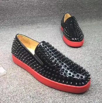 

Flats Men Loafers Big Size Spikes Rivets Studs Brand Design Mixed Colors Casual Shoes Slip On Elastic band Hombre Zapatos