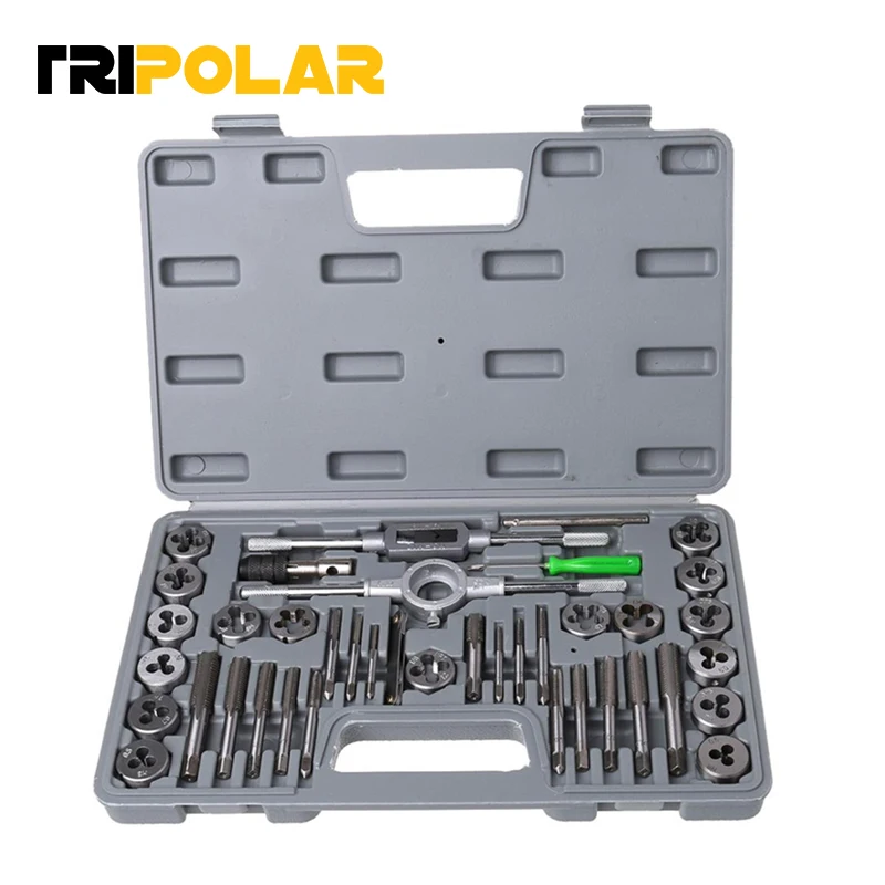 40Pcs Tap Die Set Hand Thread Plug Taps Hand Threading Tool Screw Thread Wrench Dies Kit With Storage Case