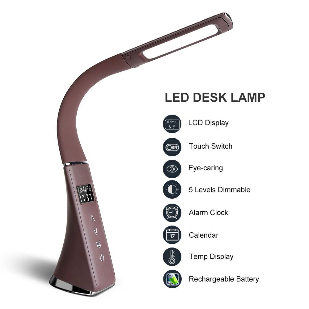 MoKo Dimmable LED Desk Lamp Adjustable Arm & Head 8W Touch-Sensitive Control Eye-Caring Working/Reading Table Lamp Continuously Dimmable Brightness & Color Temperature 1-Hour Auto Timer WHITE 