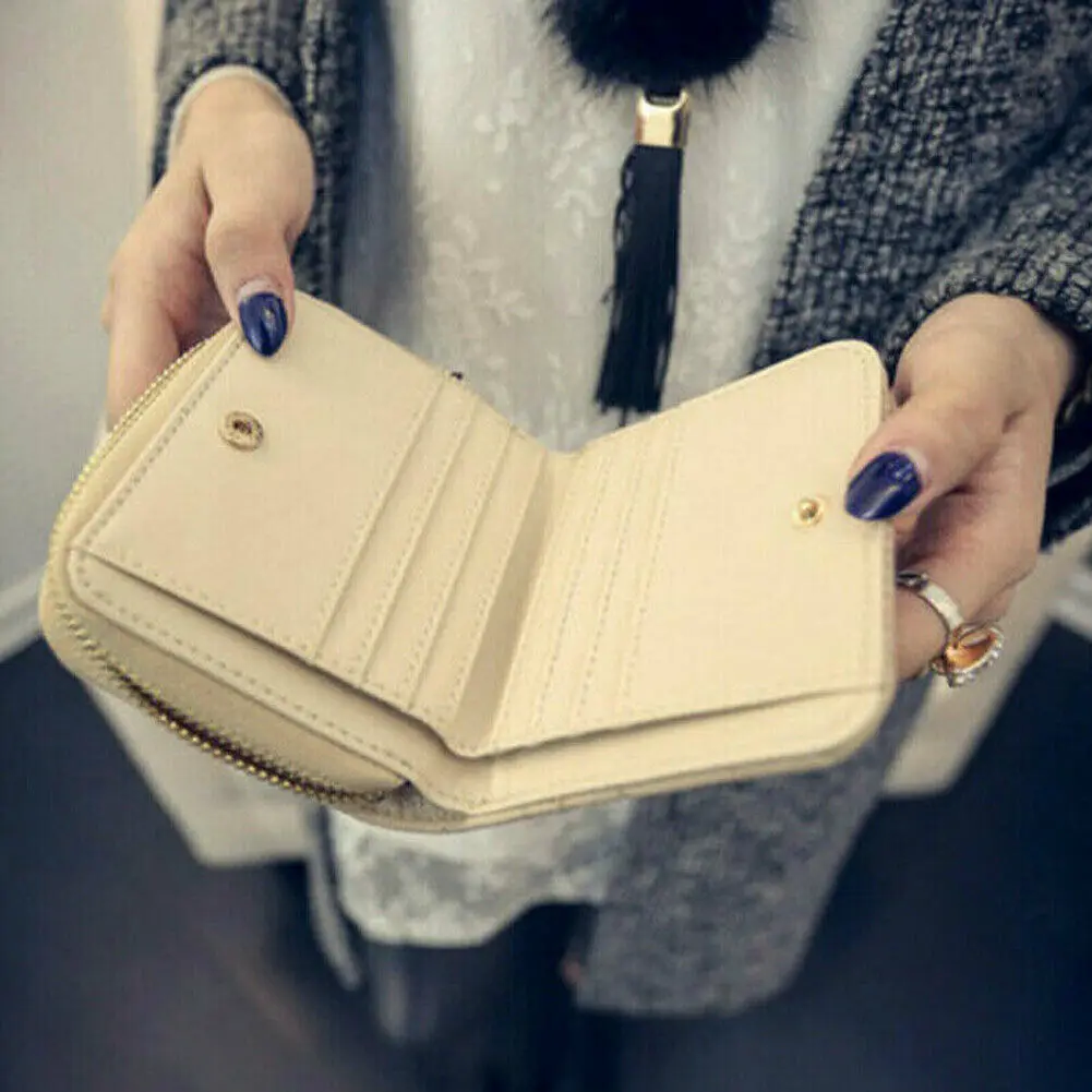 Женский кожаный кошелек на молнии для монет, женский кожаный кошелек на молнии, кошелек для монет, повседневная Сумочка, маленький мини-держатель для карт