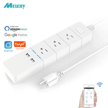 

WiFi Smart Power Strip 3 Way US Plug Electrical Extenstion Sockets USB Surge Protector Remote Control By Tuya Alexa Google Home