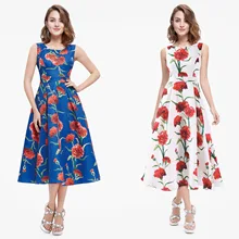 BacklakeGilrs цветочный принт A Line совок шеи без рукавов атласное платье до середины икры женское платье для девочки