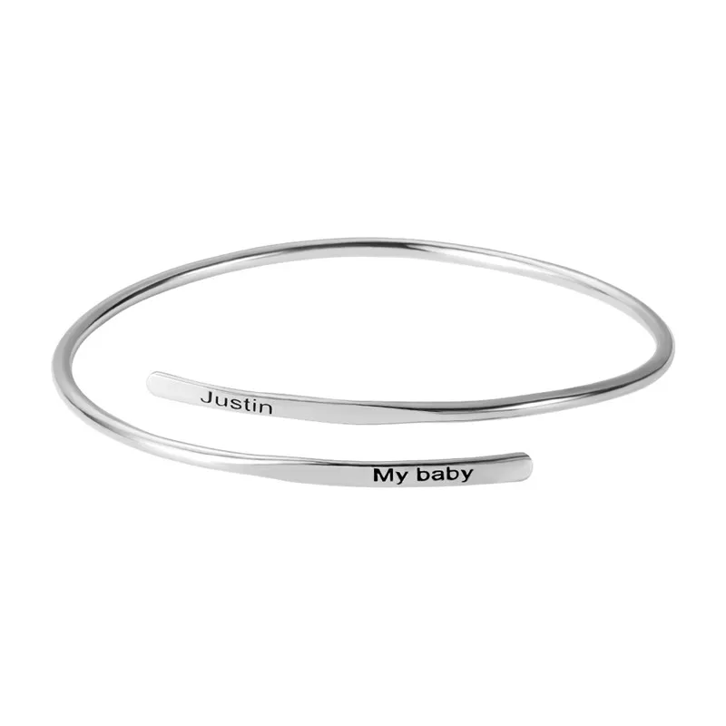 Platinum plated Браслет-манжета пользовательское имя браслет с гравировкой для женщин ювелирные изделия подарок открытие браслет для девочек - Окраска металла: Platinum plated